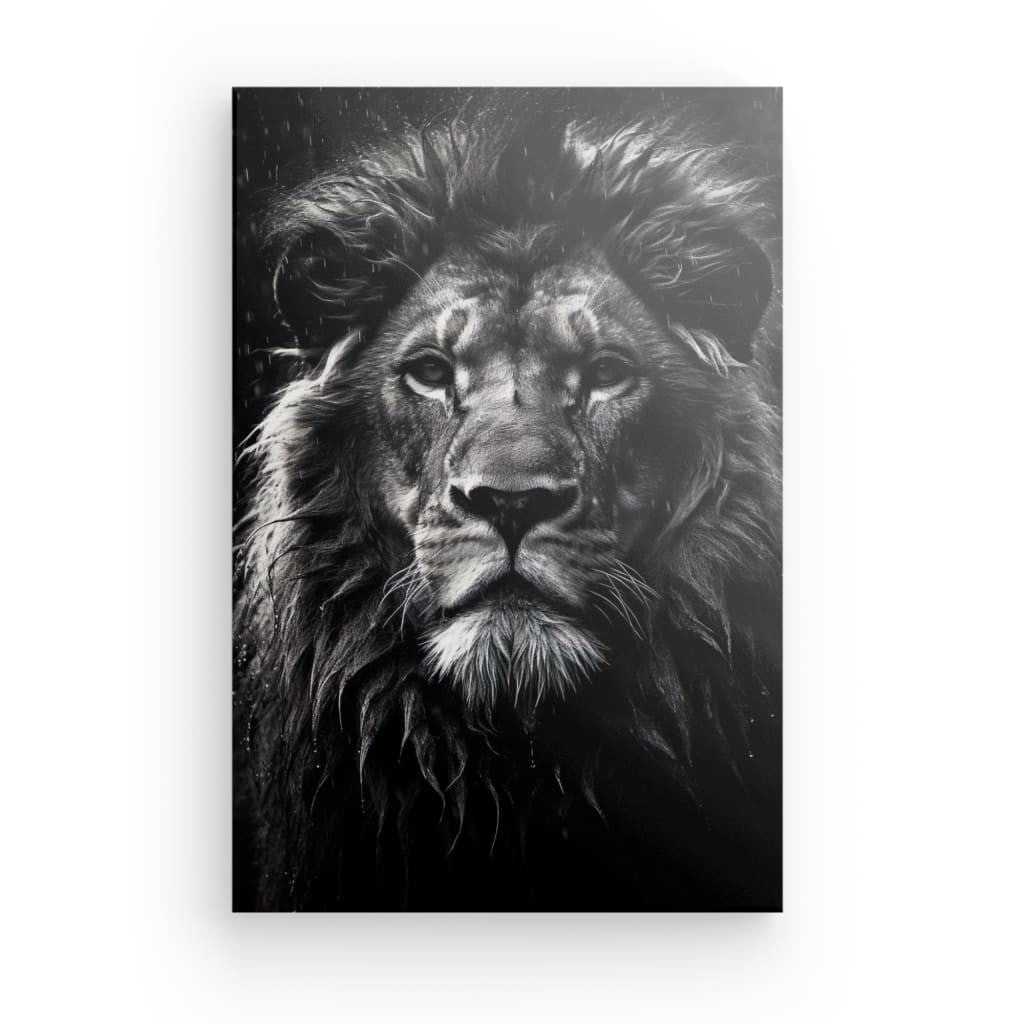 Grand Tableau Lion Noir et Blanc
