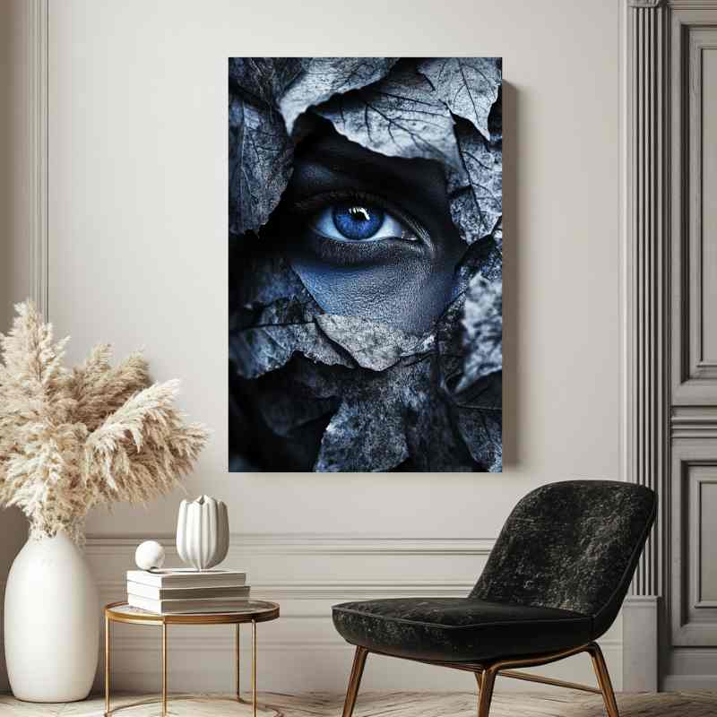 Tableau Bleu Regard Mystique