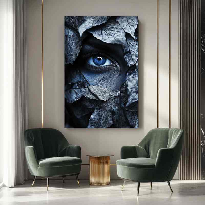 Tableau Bleu Regard Mystique