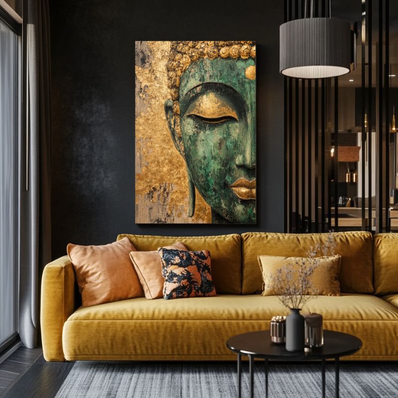 Tableau_Bouddha_vert_serein