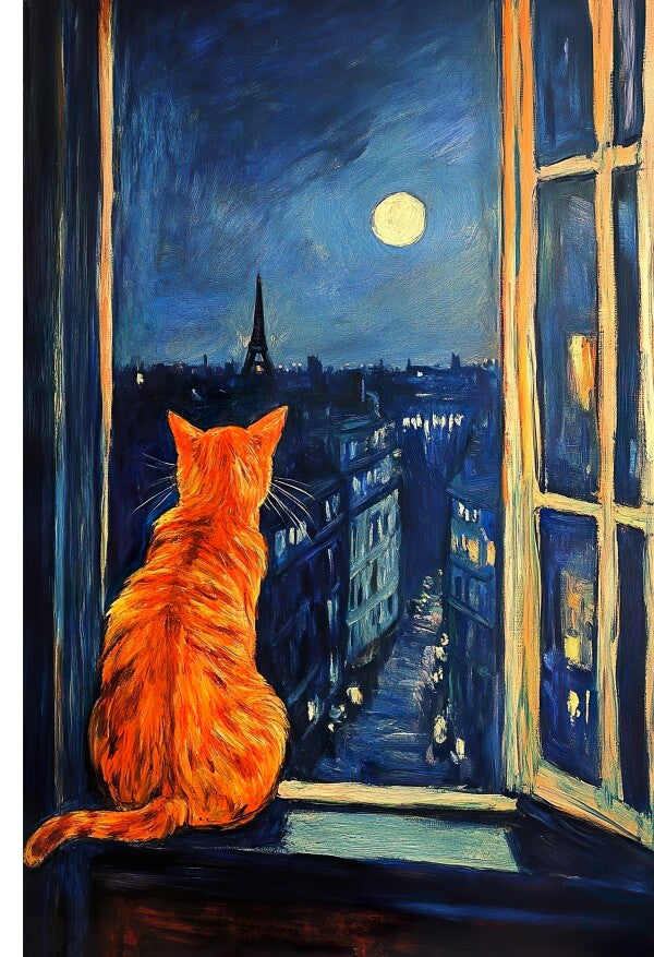 Tableau Chat Orange chambre
