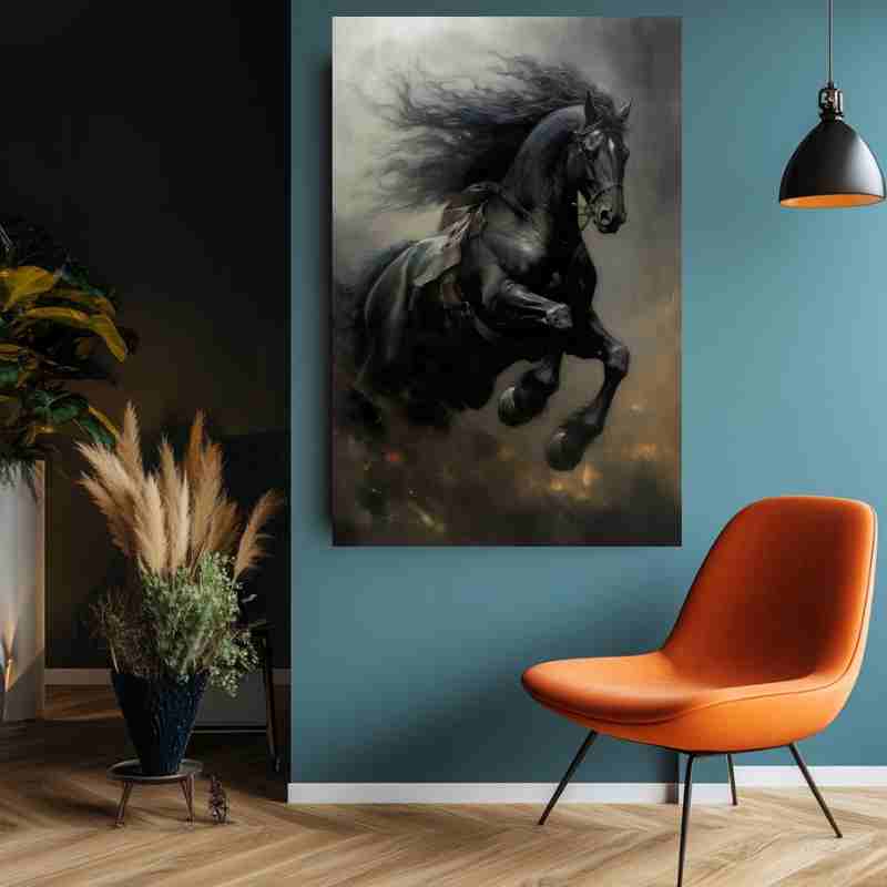 Tableau Cheval Noir