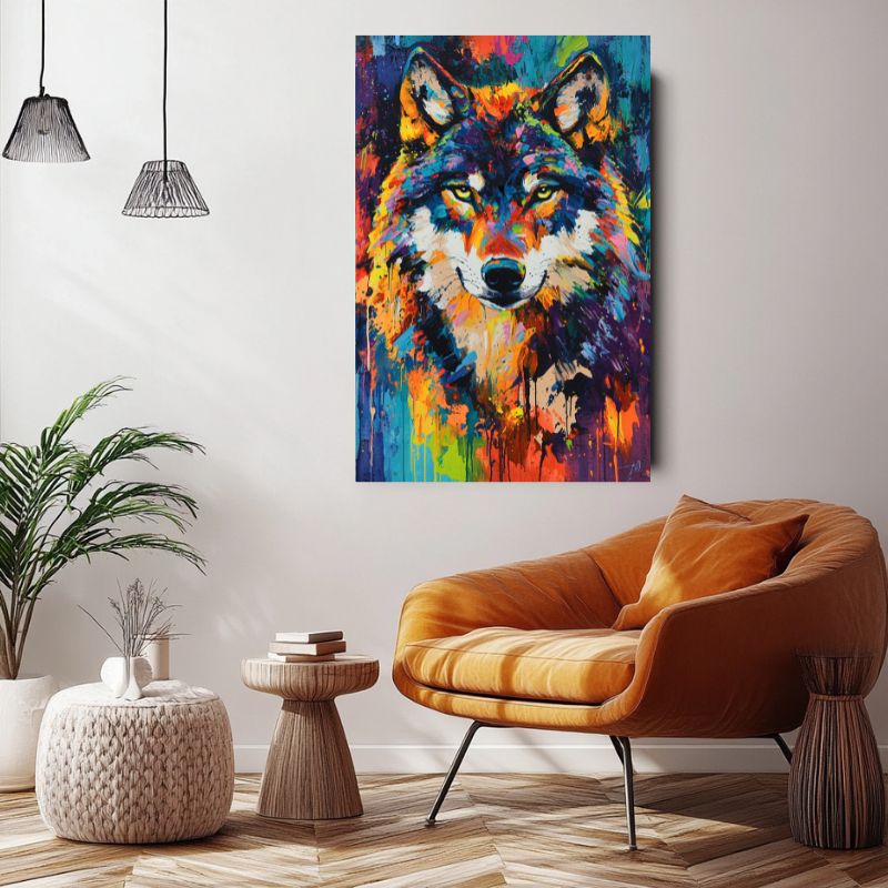 Tableau_Loup_Colore_salon
