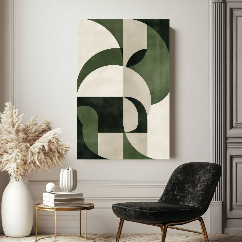 Tableau Vert Géométrie Organique