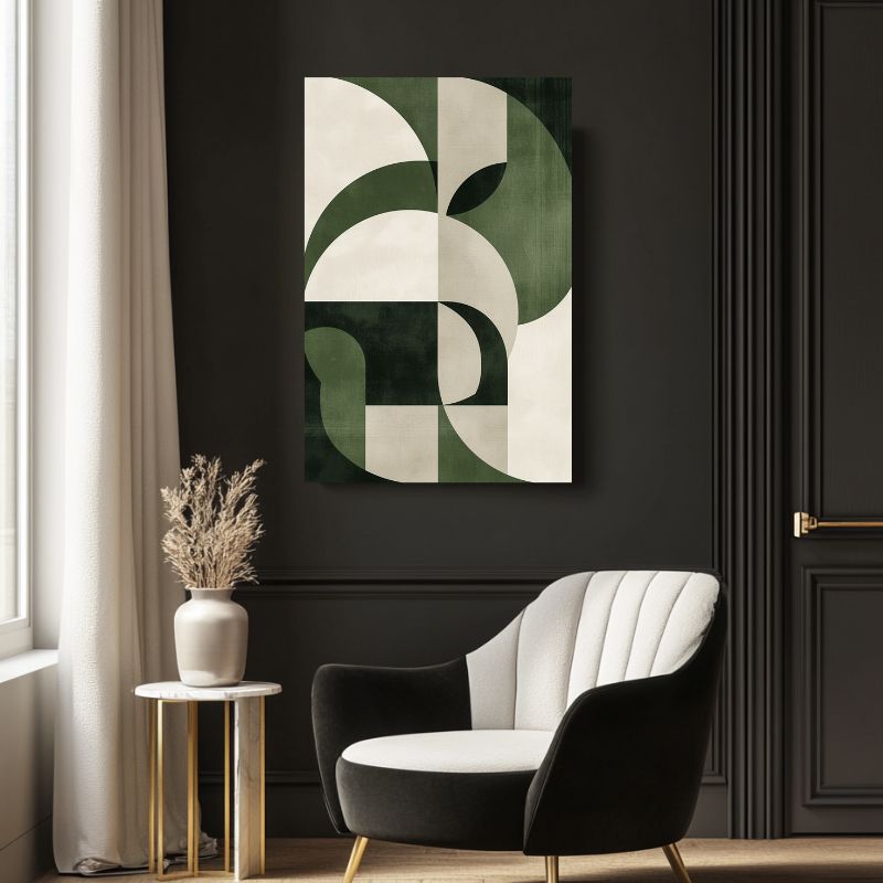 Tableau Vert Géométrie Organique