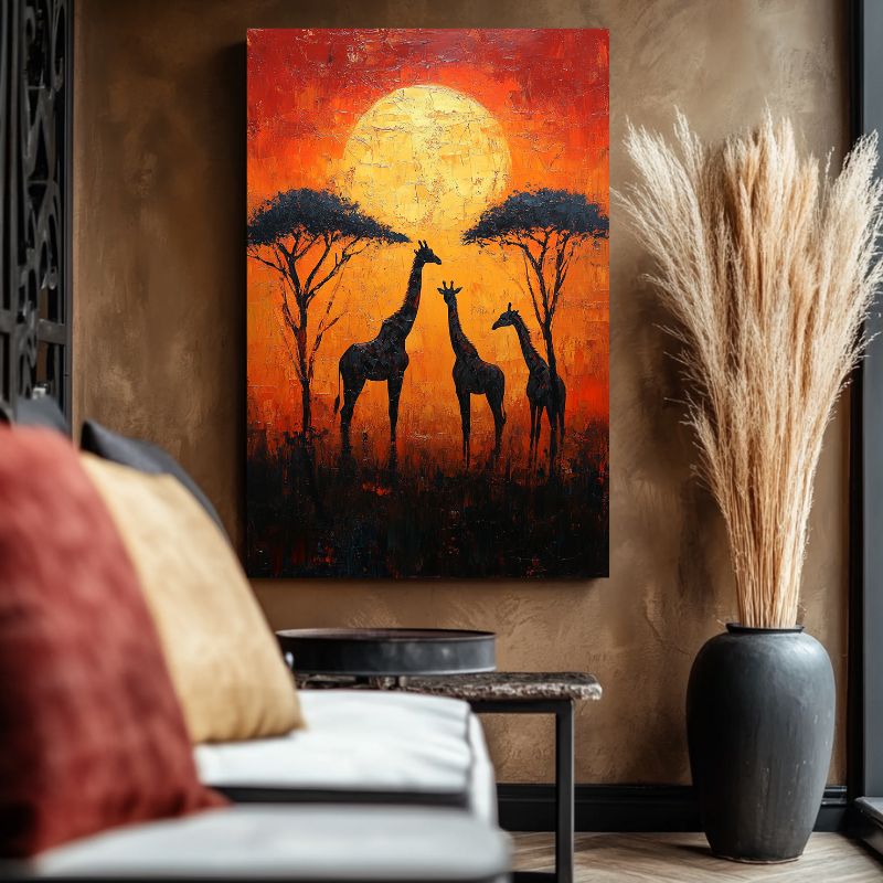 Tableau_africain_girafe_deco