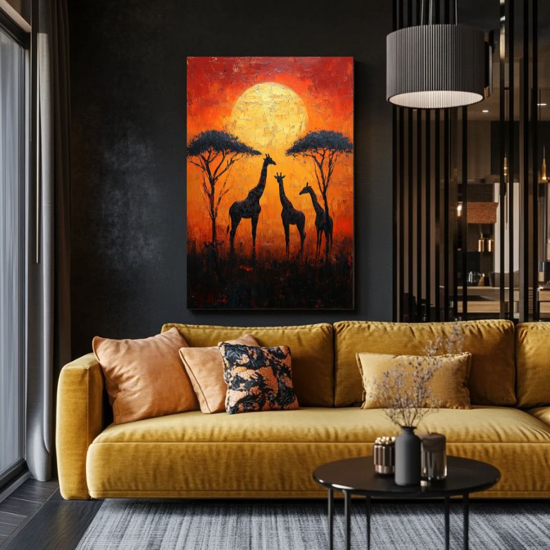 Tableau_africain_girafe_savane