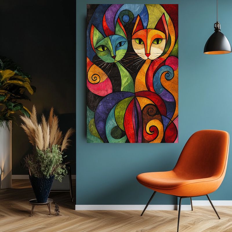 Tableau_chat_couleur_moderne