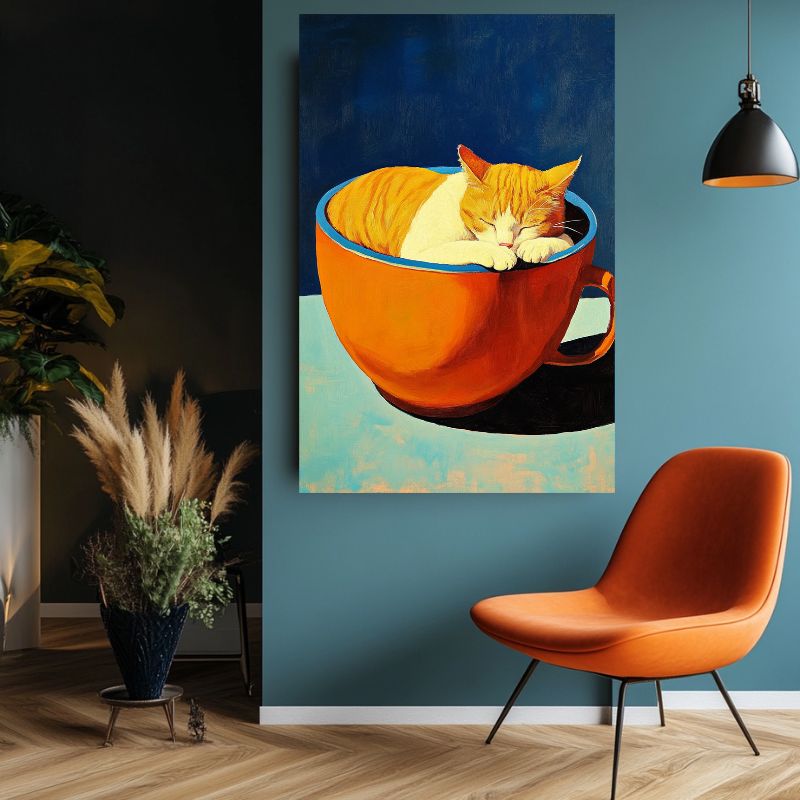 Tableau_chat_dans_une_tasse_orange