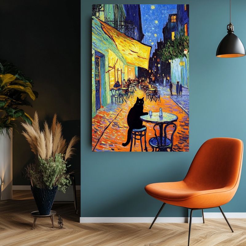 Tableau_chat_design_cafe_nuit
