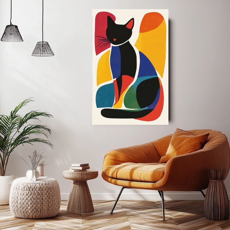 Tableau_chat_multicolore_abstrait