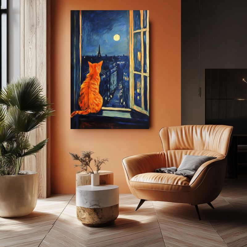 Tableau_chat_orange_contemplatif