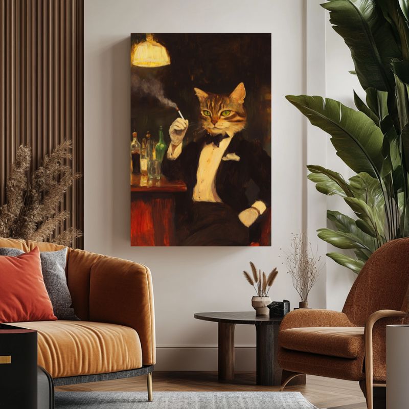 Tableau_chat_qui_fume_smoking