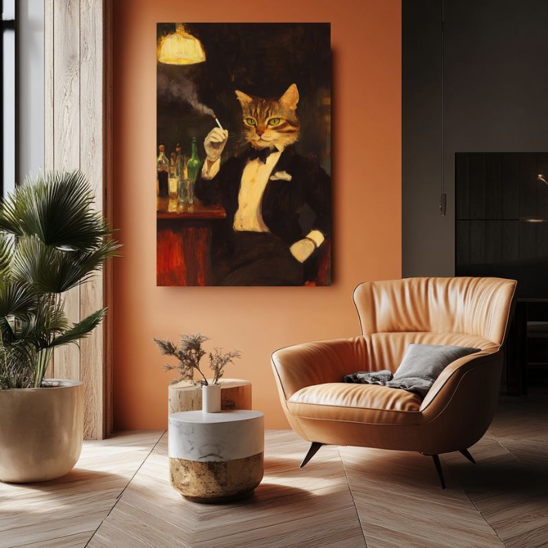 Tableau_chat_qui_fume_vintage