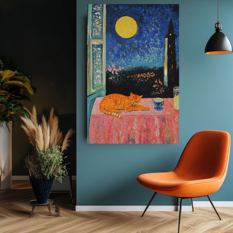 Tableau_chat_roux_endormi