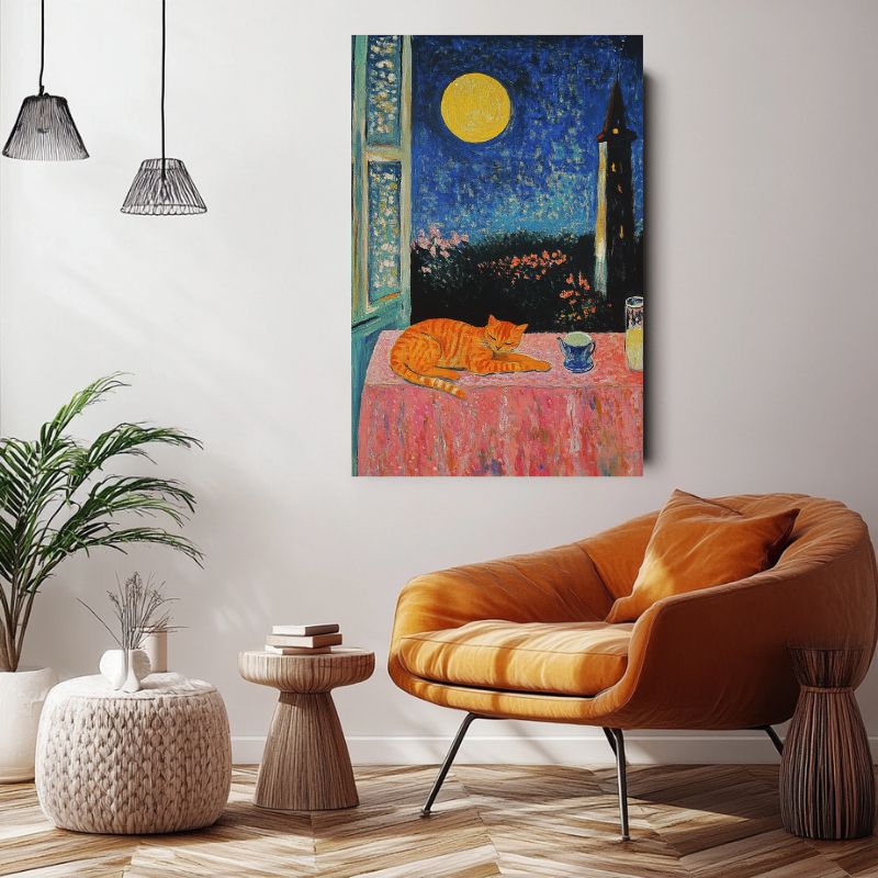 Tableau_chat_roux_lune