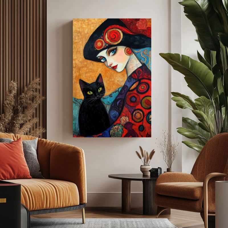 Tableau_femme_et_chat_decoratif