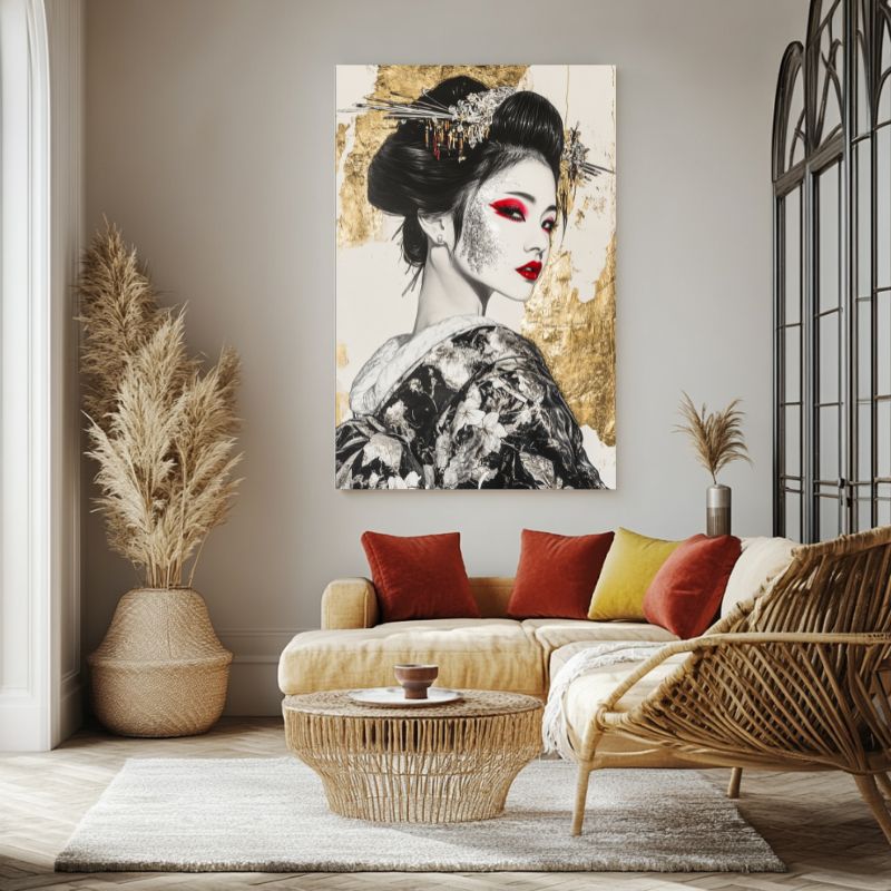 Tableau_japonais_geisha_dore