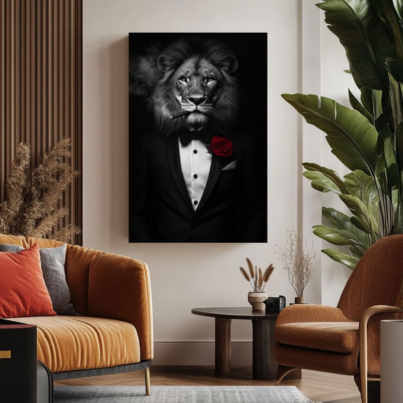 Tableau_lion_en_costume_elegant