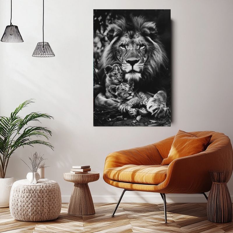 Tableau Lion et Lionceaux