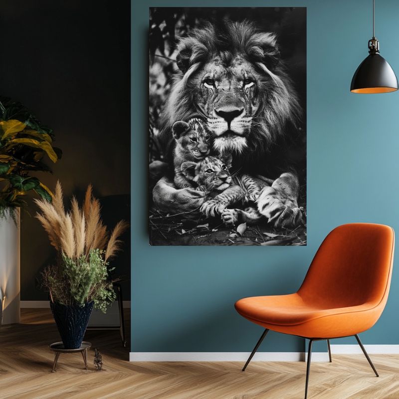 Tableau Lion et Lionceaux