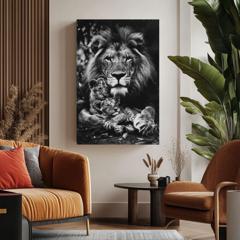 Tableau Lion et Lionceaux