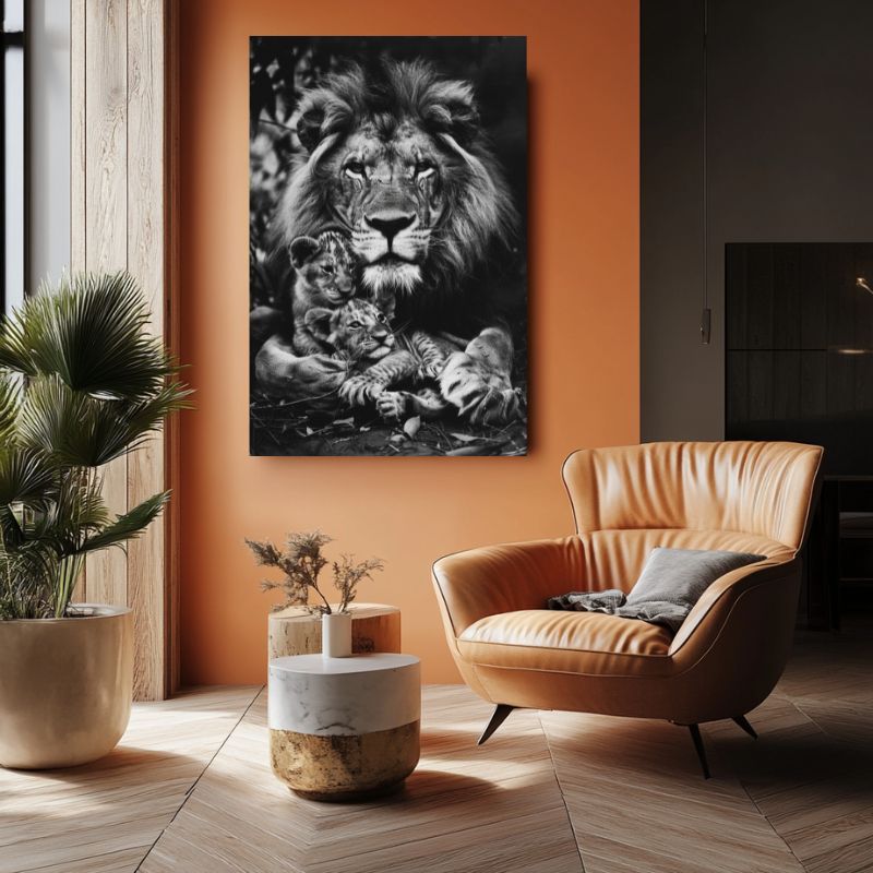 Tableau Lion et Lionceaux