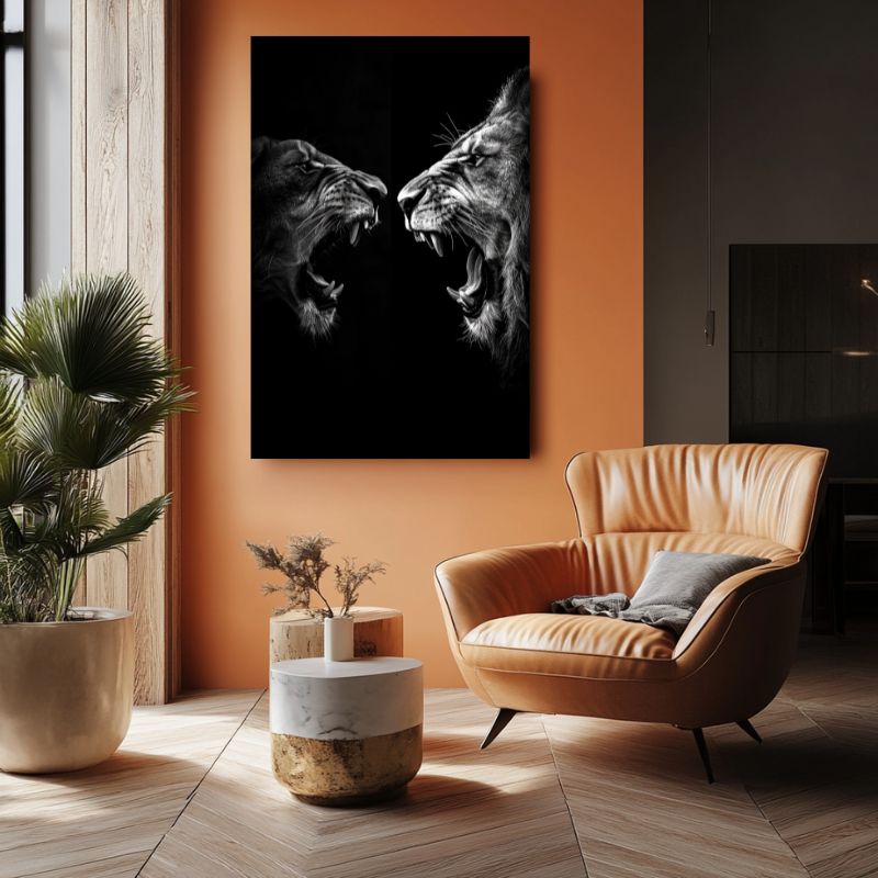 Tableau_lion_et_lionne_rugissant_deco