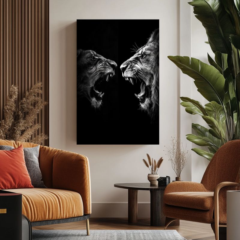 Tableau_lion_et_lionne_rugissant_salon