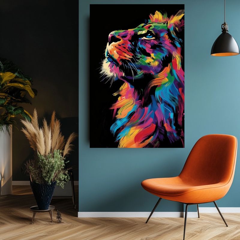 Tableau Lion Multicolore