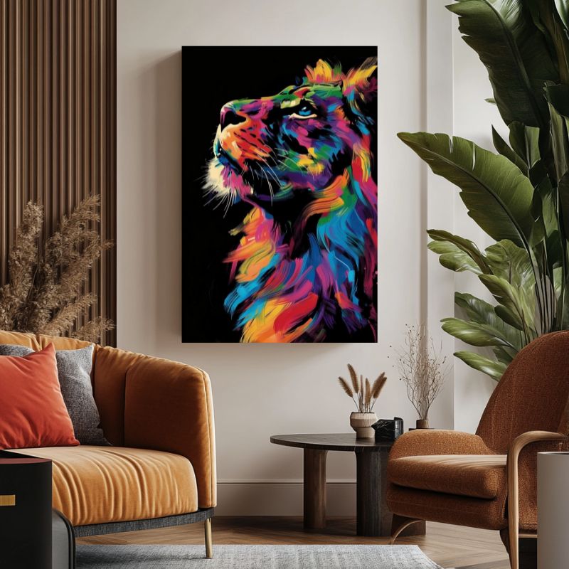 Tableau Lion Multicolore