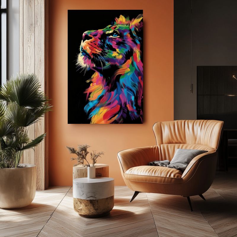 Tableau Lion Multicolore