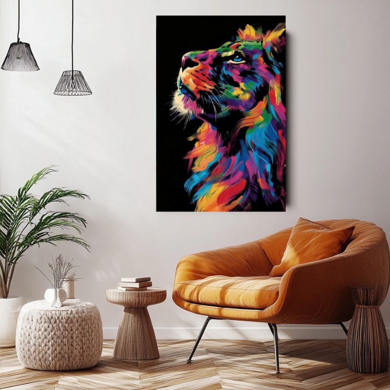 Tableau Lion Multicolore