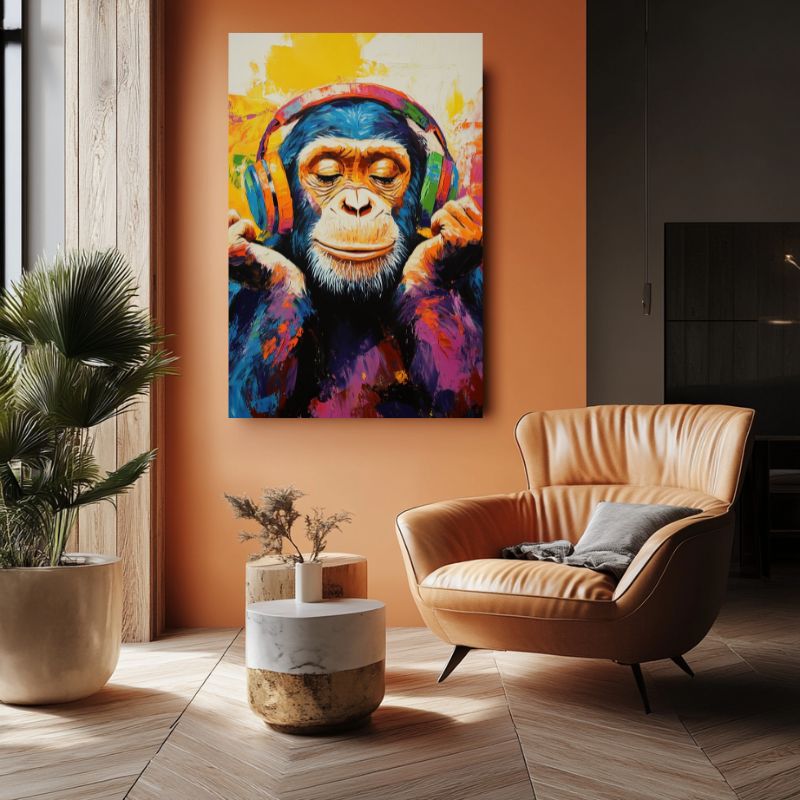 Tableau_singe_avec_casque_multicolore