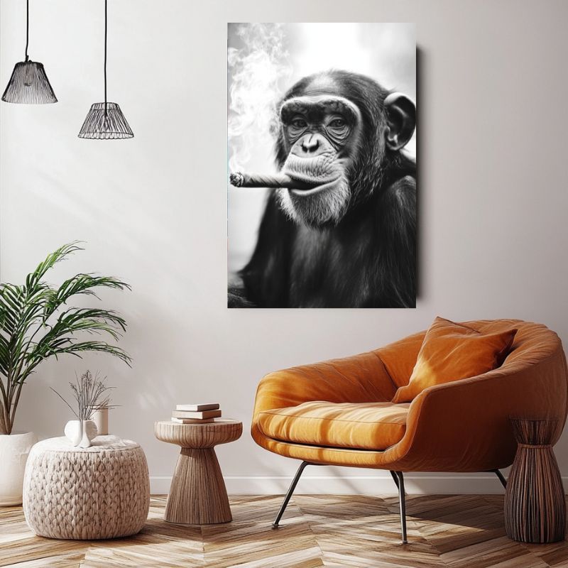Tableau_singe_avec_cigare_salon