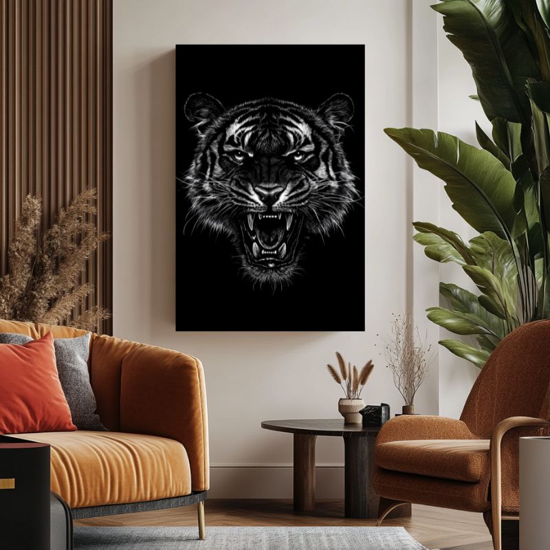 Tableau_tete_de_tigre_noir-blanc