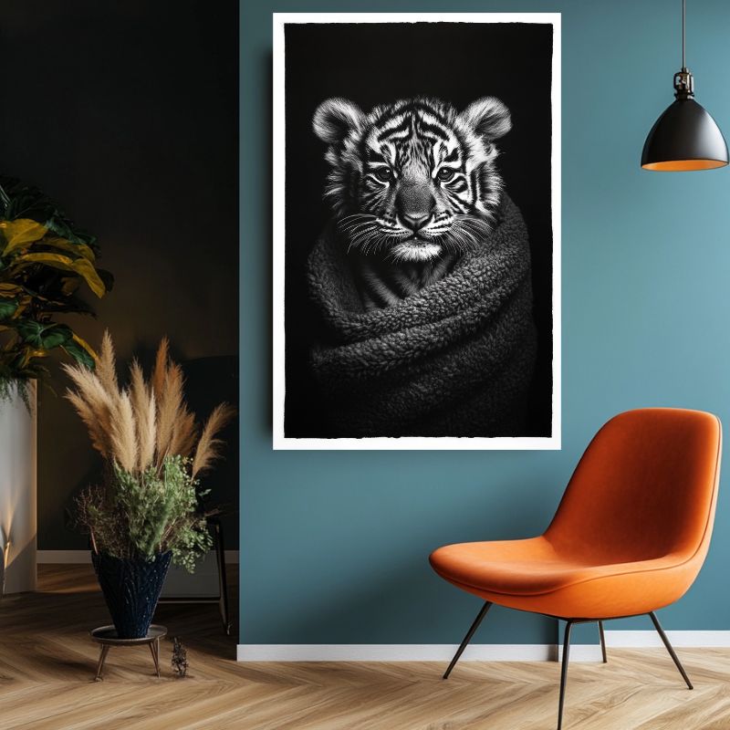 Tableau_tigre_bebe_noir-blanc