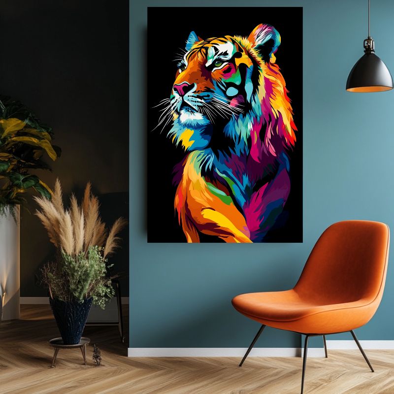Tableau_tigre_multicolore_design