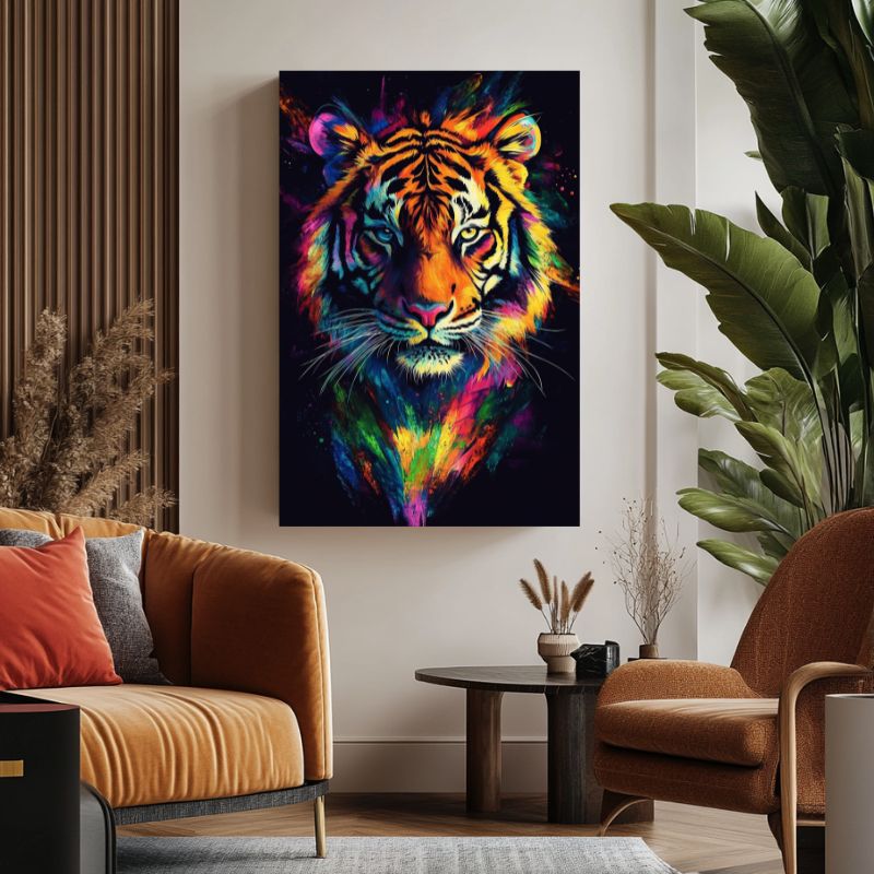 Tableau_tigre_pop_art_multicolor