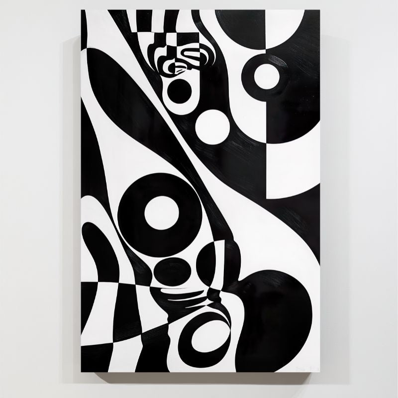 Toile_abstrait_noir_et_blanc_vintage