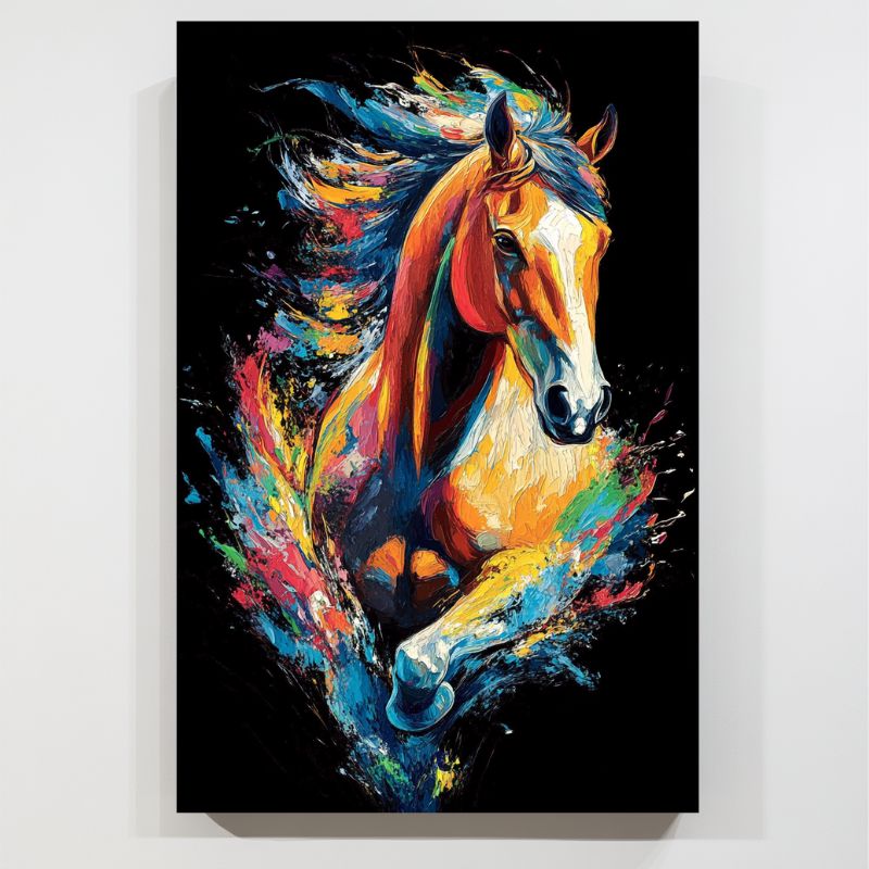 Toile_cheval_multicolore