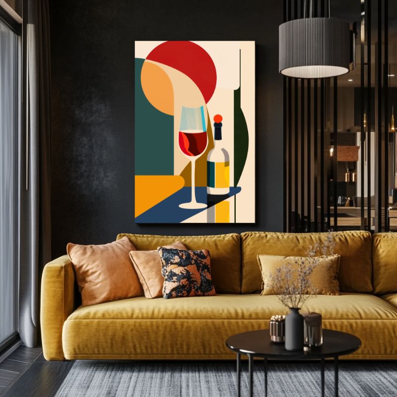 tableau_abstrait_cuisine_ustensiles_colores