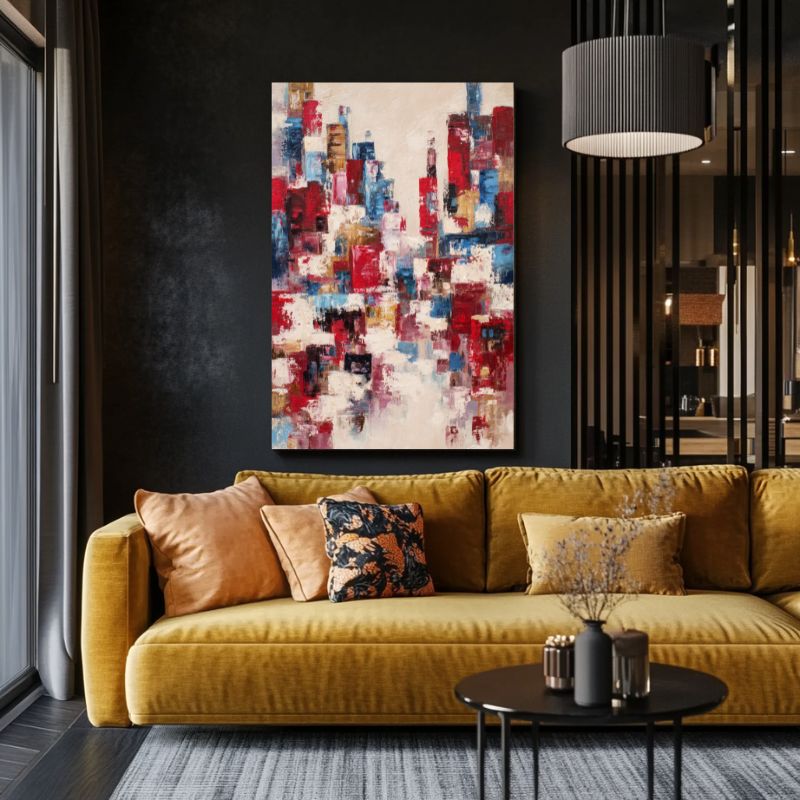 tableau_abstrait_immeuble_gratte-ciel_colores