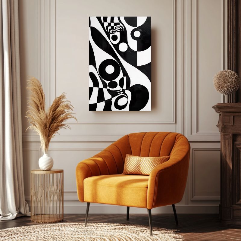 tableau_abstrait_noir_et_blanc_vintage_monochrome