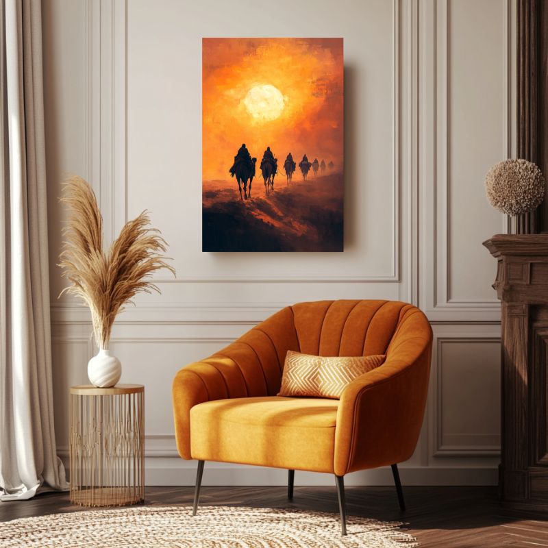 tableau_chameau_desert_paysage_saharien