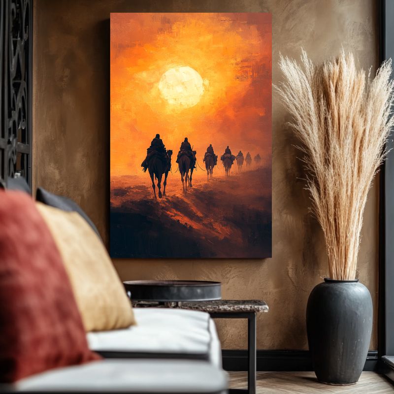 tableau_chameau_desert_toile_exotique
