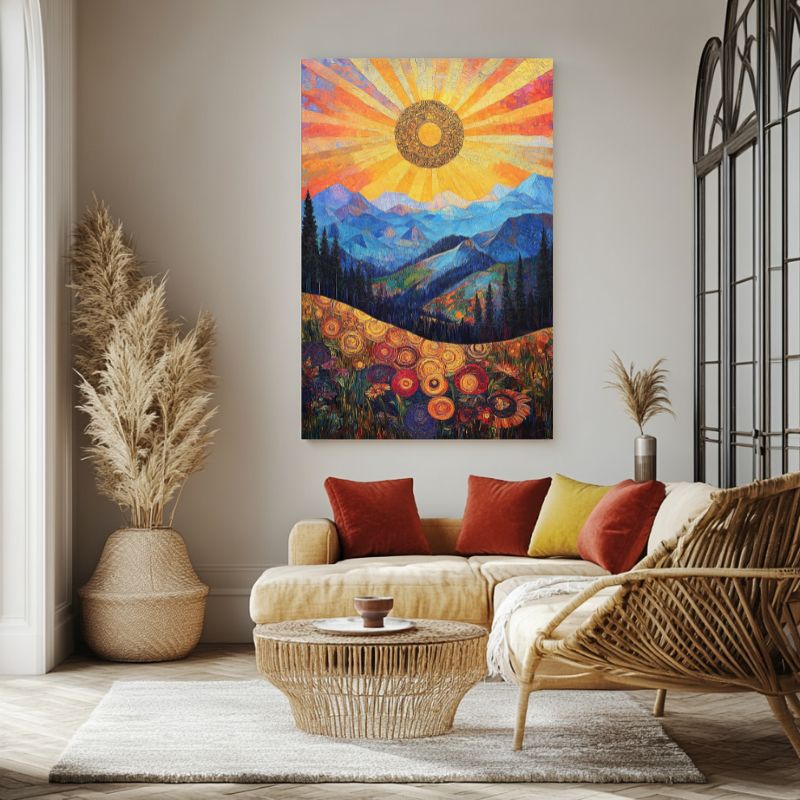 tableau_coucher_de_soleil_montagne_colore