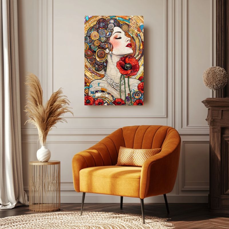 tableau_femme_fleur_toile_elegante