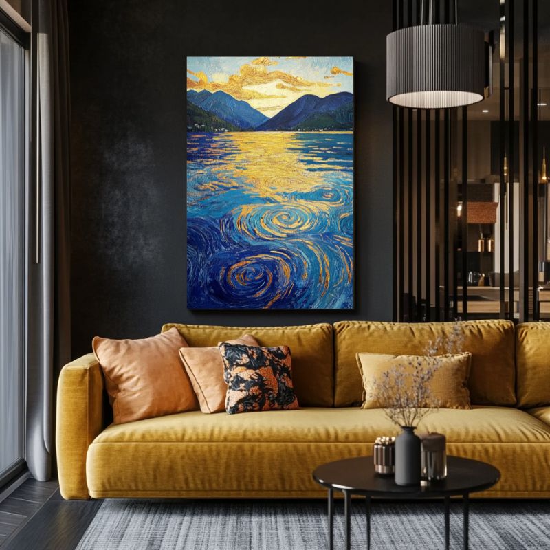 tableau_lac_montagne_eaux_tourbillonnantes