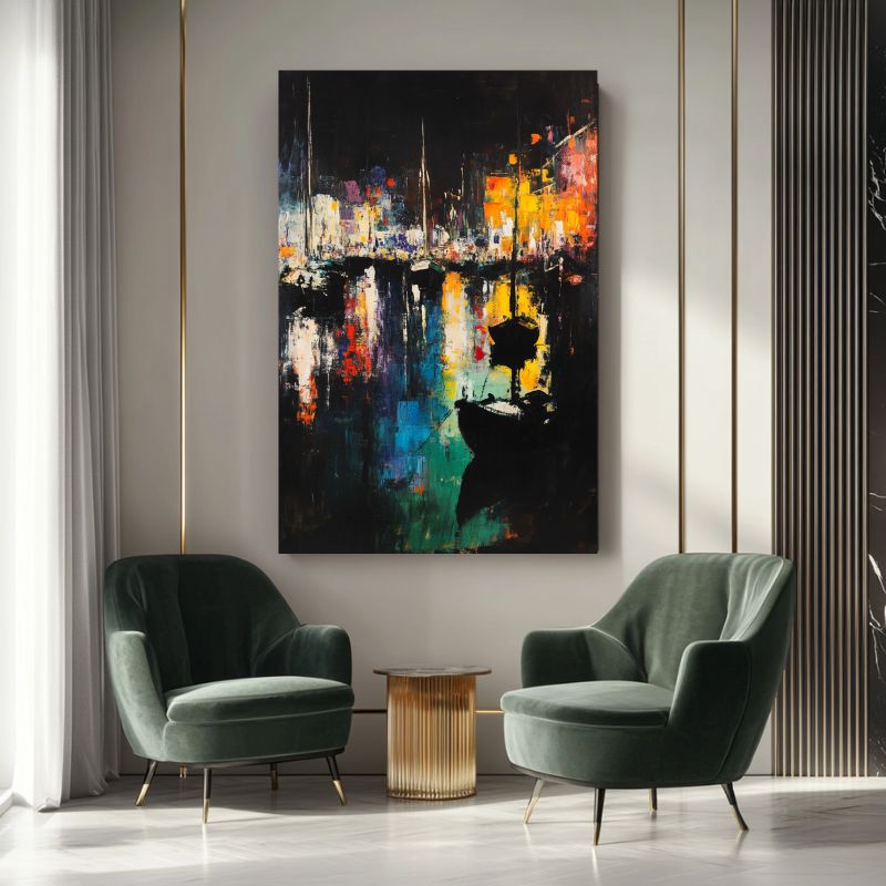 tableau moderne bateau voiliers colores